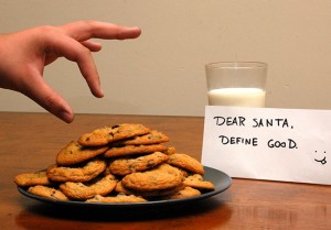 sneaking a santa cookie
