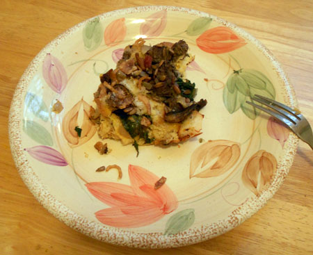 beef strata on a plate