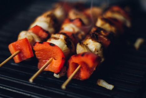 cooking outdoors with skewers