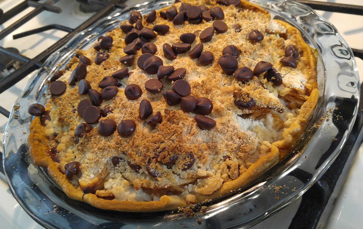 Top with chocolate chips while still warm.